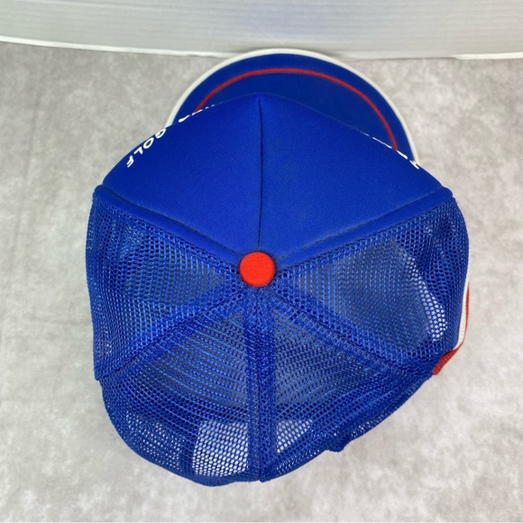 Vintage Three Stripe Retired Trucker Hat Adult Blue Retro 80s Fishing Golf Mesh - Picture 7 of 11